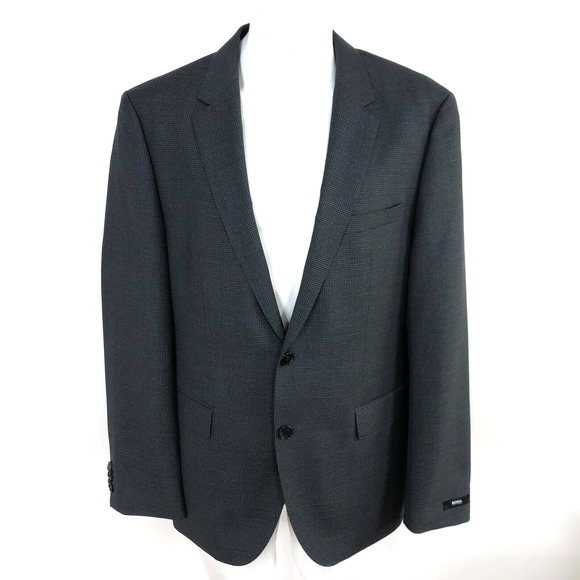Hugo Boss Lanificio Tesse Biella 42 R 100% Wool Sport Coat Jacket Gray